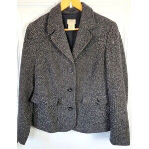 L.L. Bean Womens Wool & Silk Blend Blazer Jacket Size M Petite